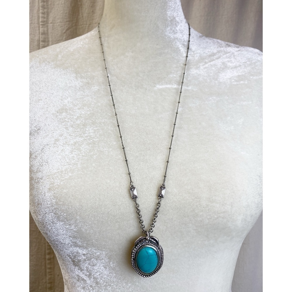 AEO Turquoise Stone Necklace Pendant Deco Chain